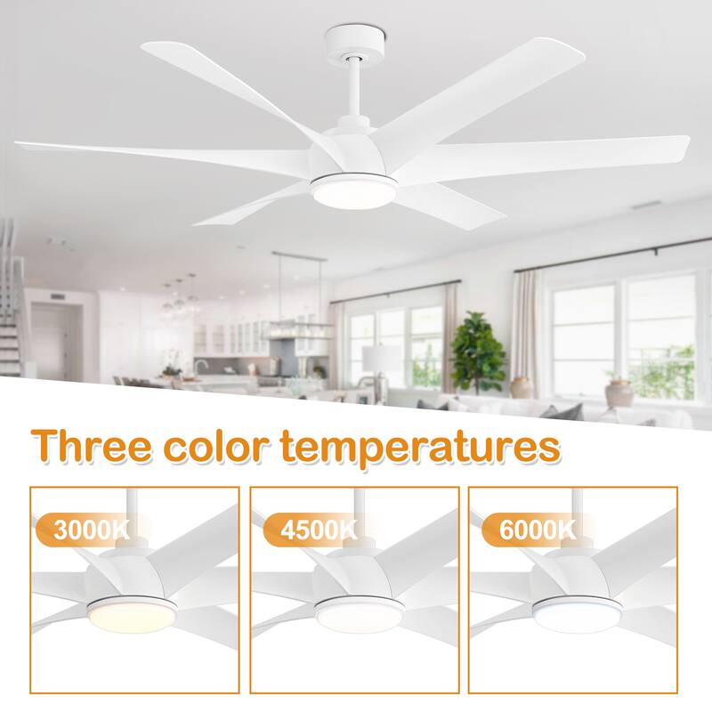 65-in Gold Large Indoor Ceiling Fan with Light Remote-6 blade