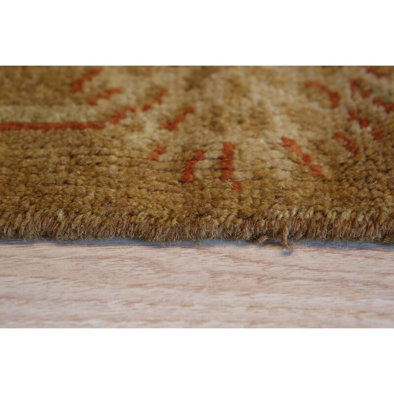 Brown Handmade Wool Transitional Rug 10' x 14' - Hand Knotted Natural Dyes Soft Pile Cotton Foundation - N/A