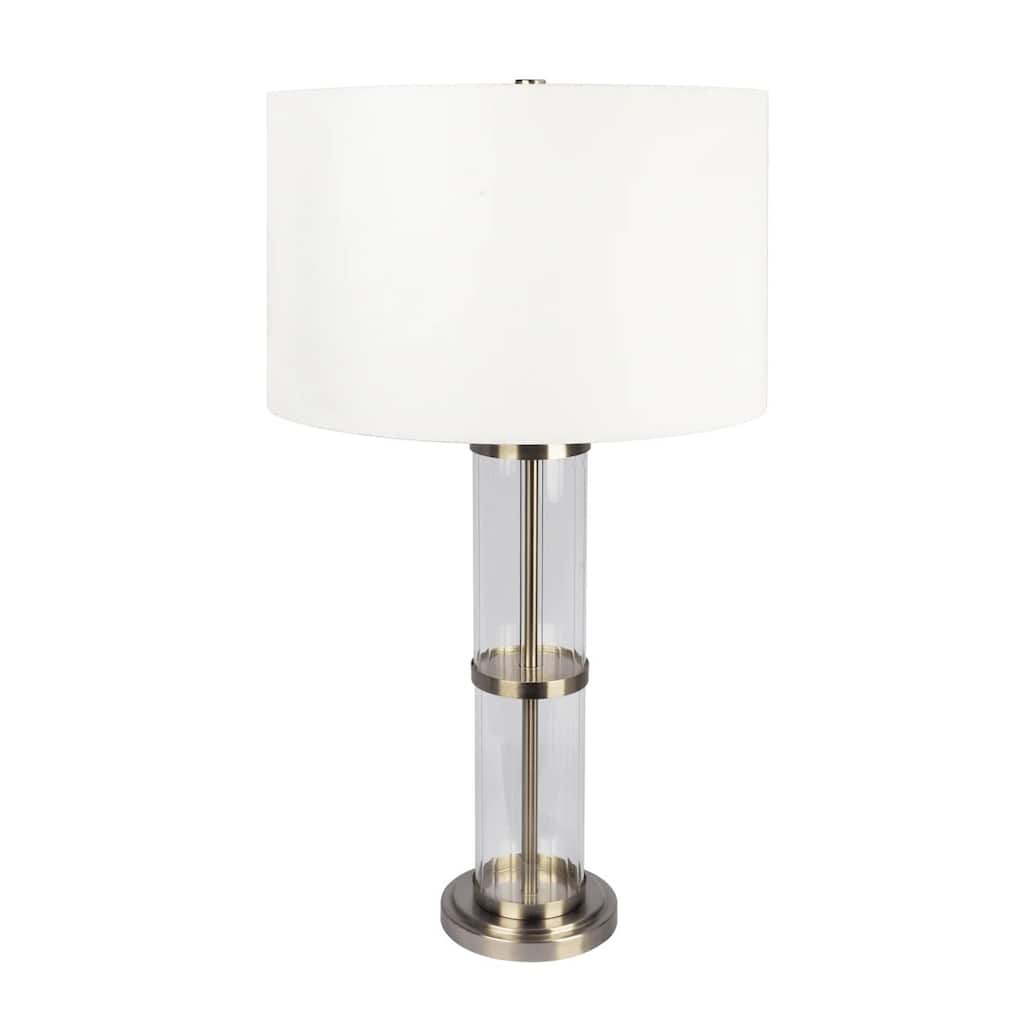 Brushed Nickel Table Lamp with On/Off Switch Clear Glass Body Metal Base
