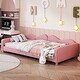 preview thumbnail 6 of 8, Twin Size Upholstered Daybed with Cloud-Shaped Backrest & Armrests, Sherpa Fabric Sofa Bed Frame for Boys Girls, Pink