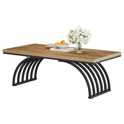 47-Inch Wood Coffee Table, Rustic Rectangular Center Tea Table