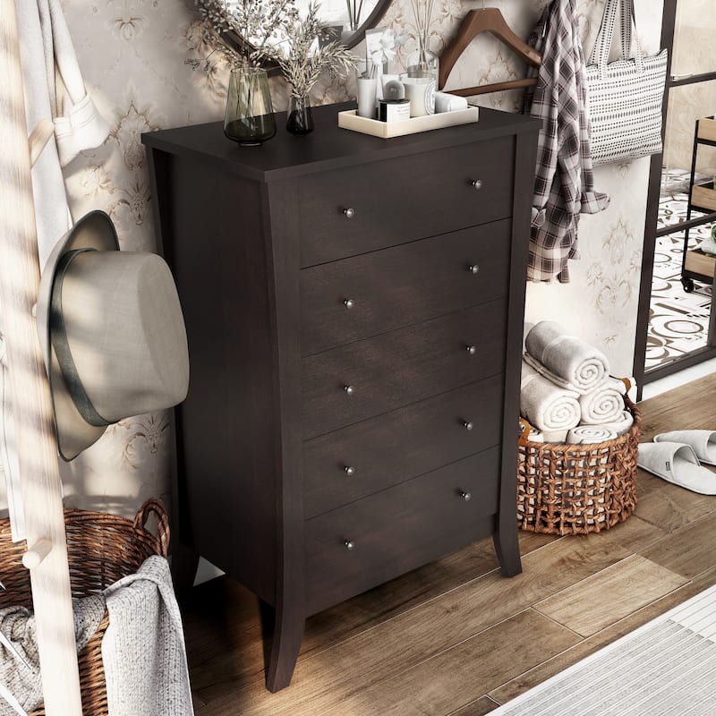 Vem Transitional Espresso 5-Drawer Vertical Chest by Furniture of America