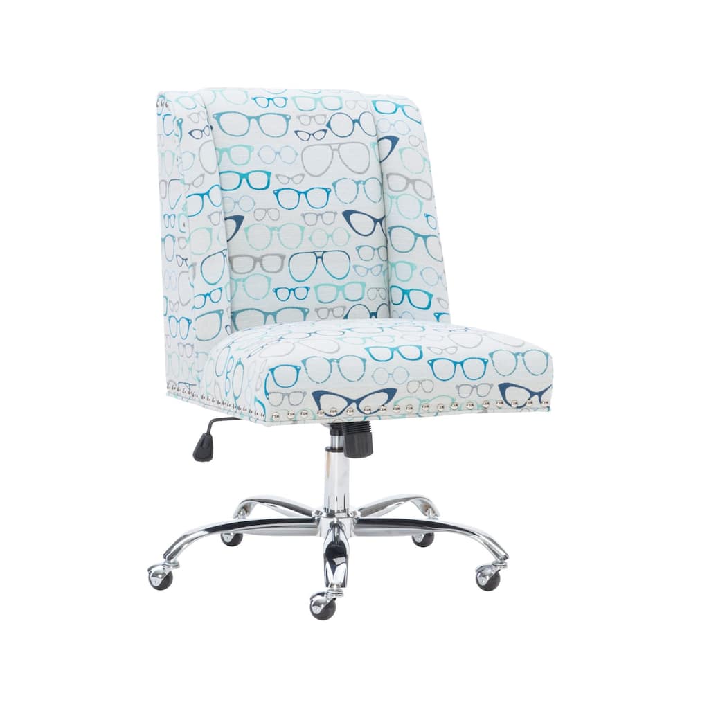 Glasses Printed Adjustable Office Chair - 41.5" - White and Blue