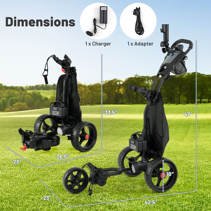 Gymax Electric Golf Push Cart w/Adjustable Handle & 9 Speed Settings