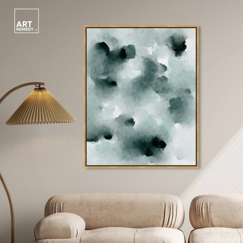 Art Remedy Diluted Smoke In The Snow Framed Watercolor Boho Abstracts