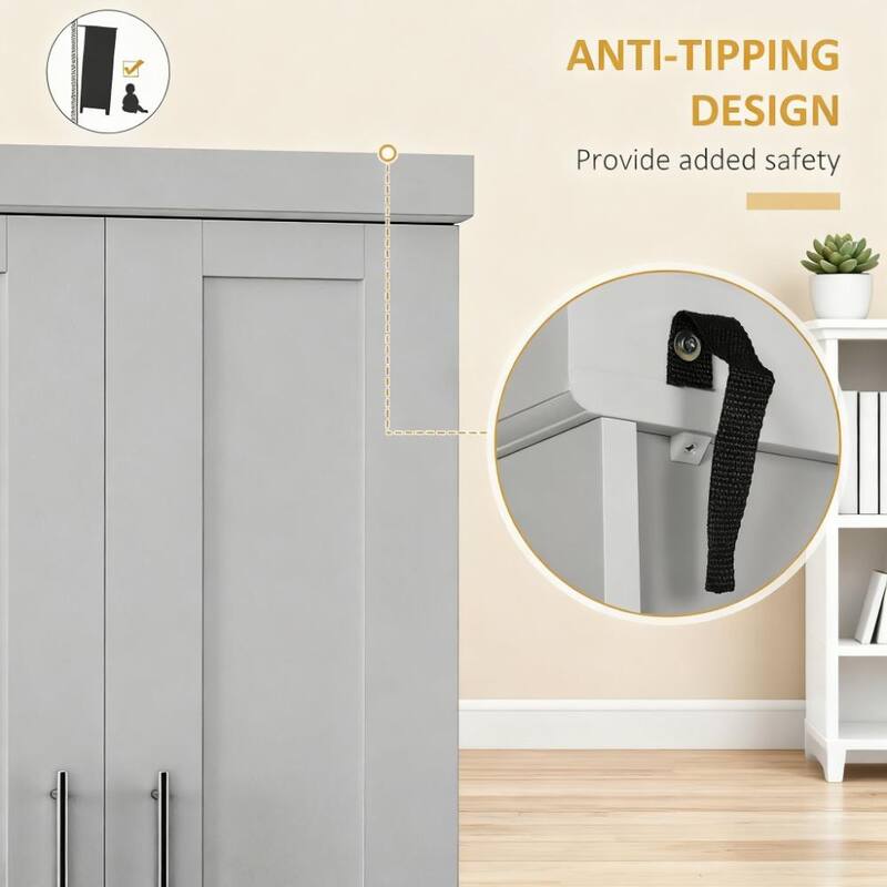 Freestanding Wood Buffet with Hutch, 4 Door Pantry Storage Cabinet, Microwave Stand with Drawer and Adjustable Shelves