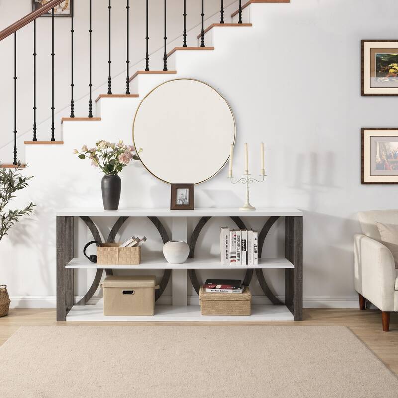 3-Tier Industrial Console Table for Entryway, Living Room