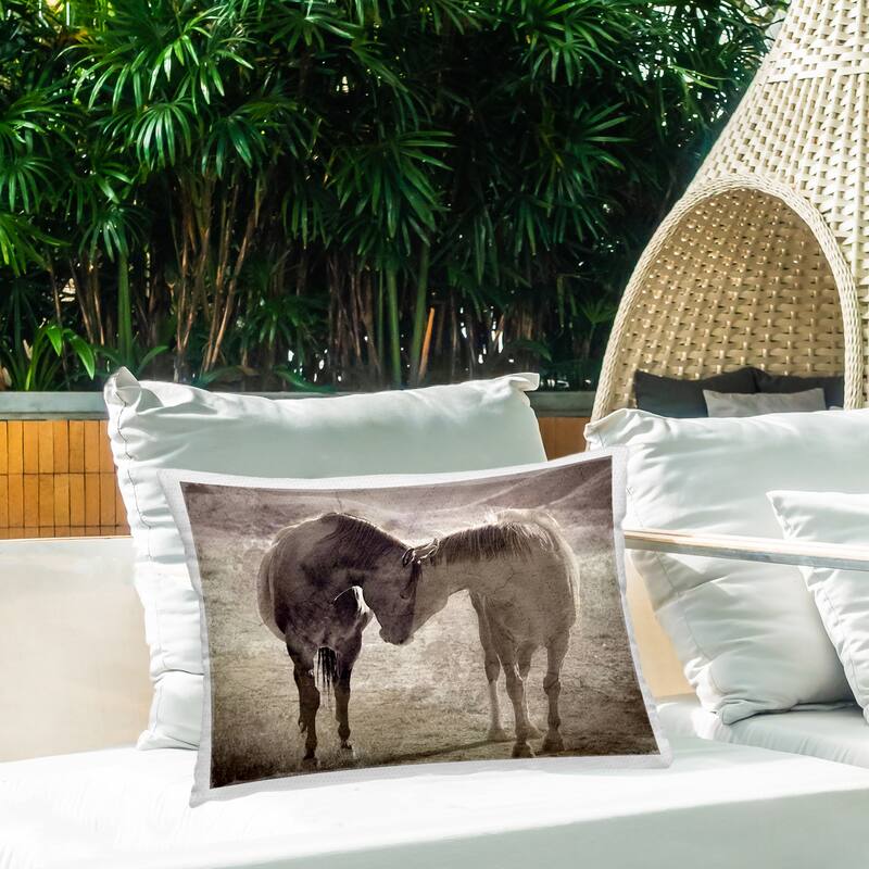 Stupell Muted Horse Pair Hugging Printed Outdoor Throw Pillow Design by Steve Toole