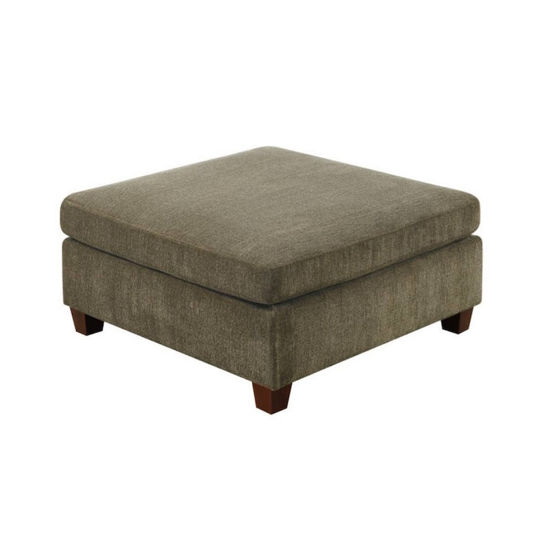 37 Inches Fabric Upholstered Wooden Ottoman, Taupe Brown - Brown
