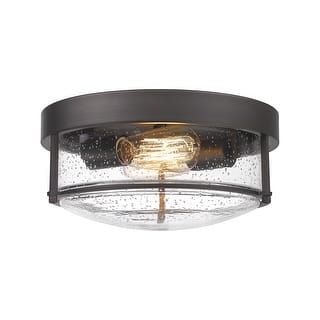 2-Light Farmhouse Flush Mount Ceiling Lights with Seeded Glass