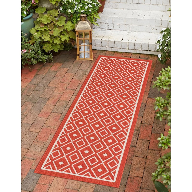 Outdoor Khence Collection Area Rug - Rust Red - 2'x8'