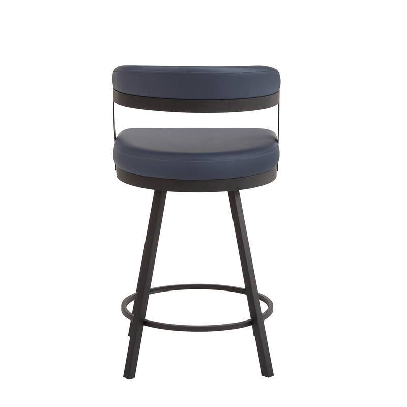 Bacalar Black Finish Metal Round Counter Height Table with Vegan Leather Swivel Chair Set by iNSPIRE Q Modern