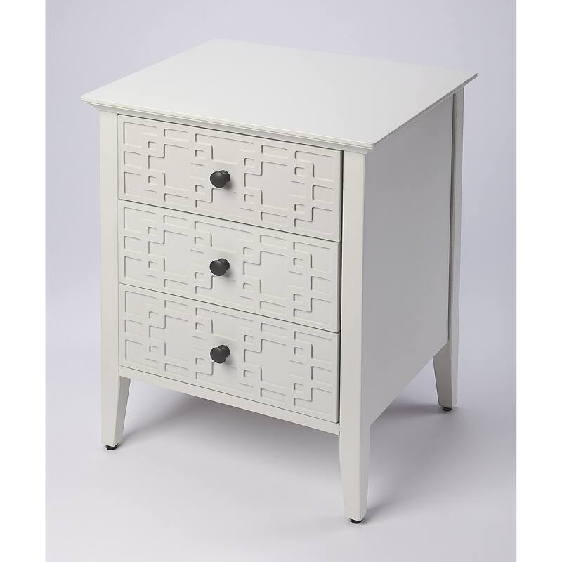 Kinsley Glossy White Nightstand - Off-White - 3-drawer