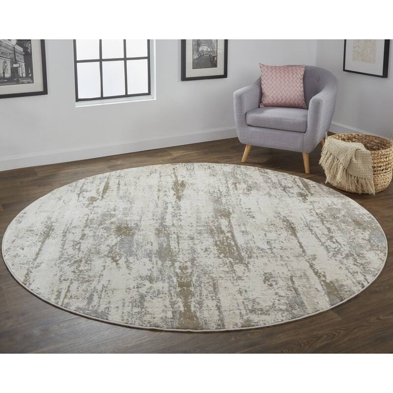 Viho Geometric Abstract Non Skid Woven Durable Area Rug By HomeRoots - 8' Round