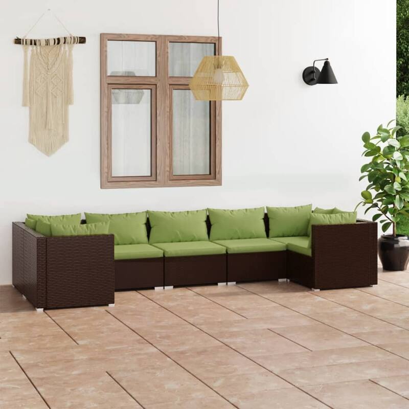 vidaXL Patio Lounge Set Outdoor Sectional Sofa Set Table Garden Poly Rattan - 27.6" x 27.6" x 23.8"