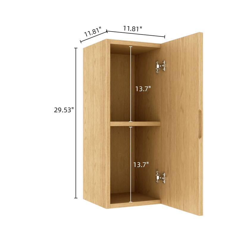 Wall-Mounted Floating Striped Bathroom Cabinet, Wooden Bathroom Storage Cabinet Side Cabinet with a Shelf