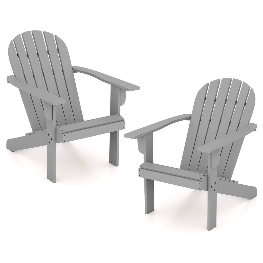Gymax 2PCS Patio Adirondack Chair w/ Inclined Seat High Backrest &