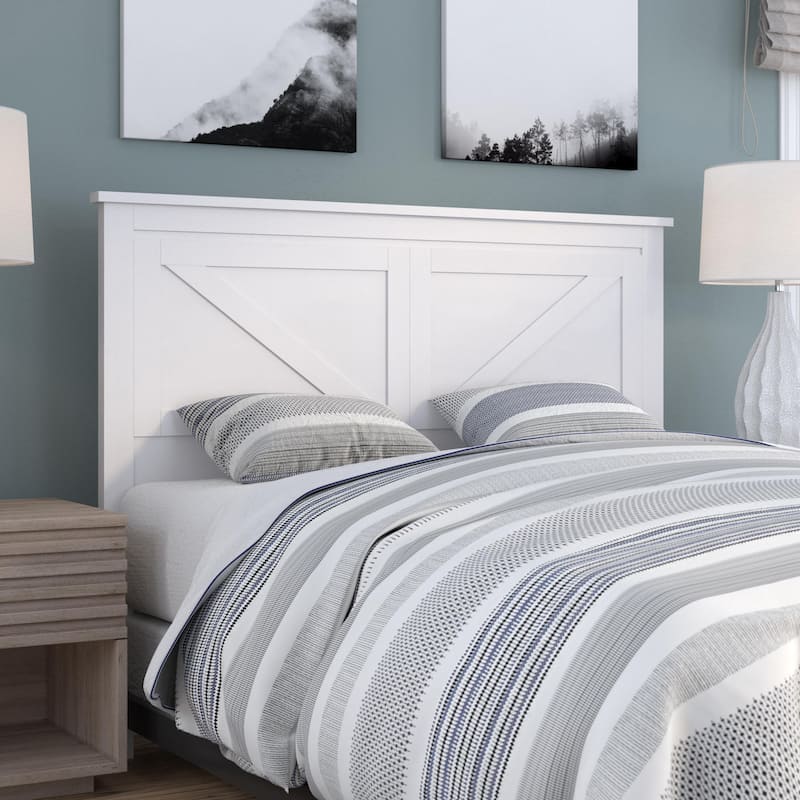 Farmhouse Solid Wood Headboard - White - Full