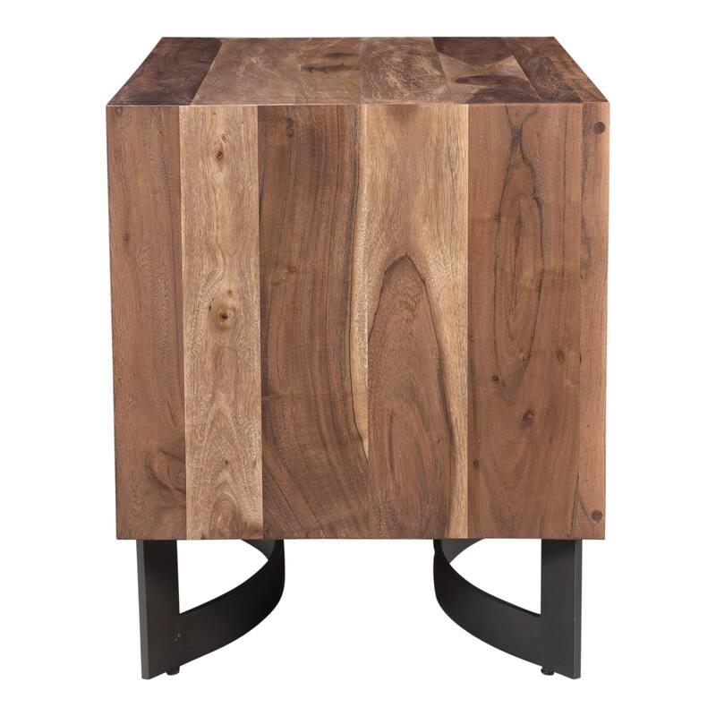 NADAAL STUDIOS Ellis, Nightstand Solid Acacia with Iron Legs, Live-Edge Finish, Natural