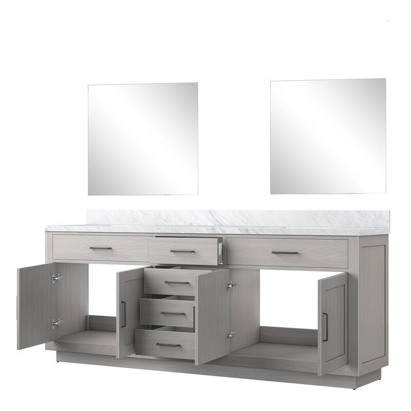 Abbey Bath Vanity with Carrara Marble Top, Sink and Mirror