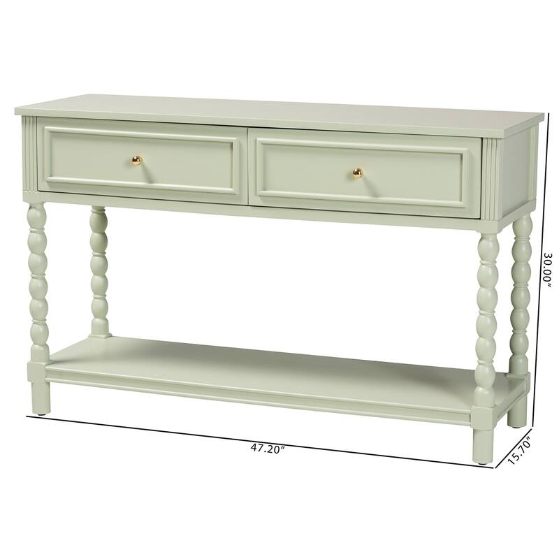 Karnia Console Table with Spindle Legs - 2-Drawer Accent Table with Turned Detailing and Open Shelf Storage