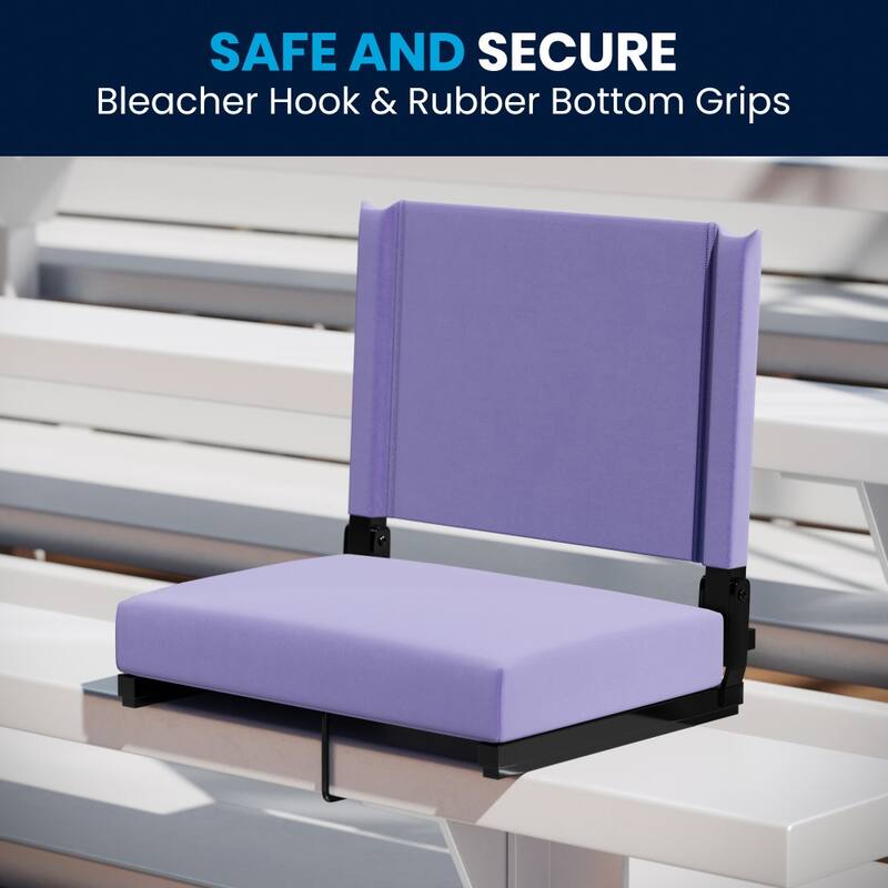 Padded Stadium Chairs with Handles and Bleacher Hooks (Set of 2) - 14"D x 18"W x 18"H
