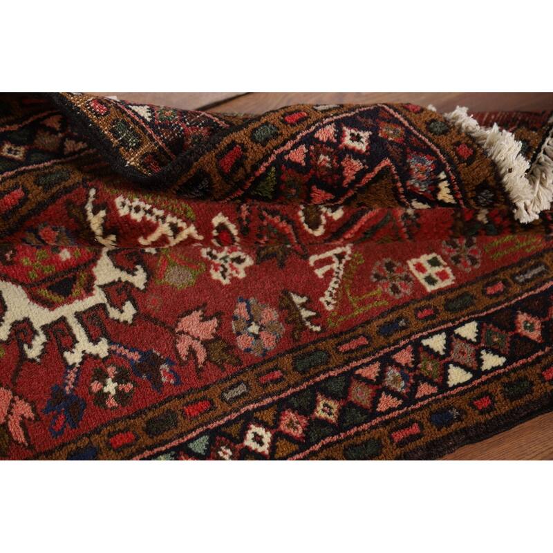 Tribal Gharajeh Persian Runner Rug Handmade Red Wool Carpet - 2'4" x 9'4"