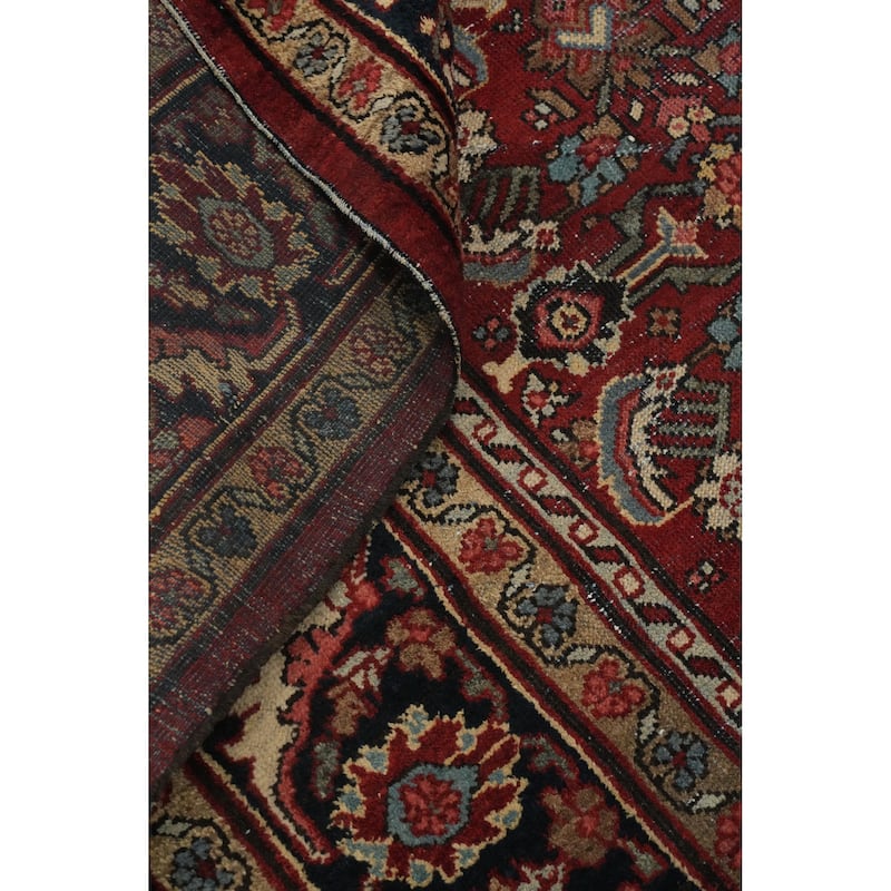 Hand Knotted Oriental 100% Wool Carpet Traditional Floral Red Mahal Area Rug - 12' 2'' X 9' 5''