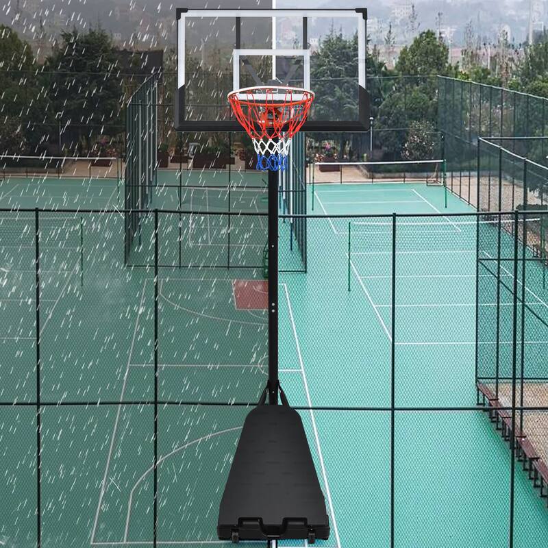 Portable Basketball Hoop System, High Strength PE Base With Wheels 8-10ft Height Adjustable, With LED Basketball Hoop Lights