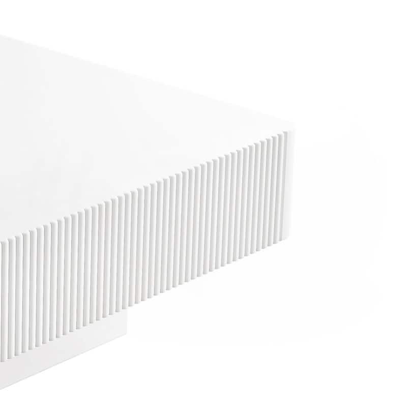 31.6" Elegant Square Fluted Coffee Table with 7.1" Thick Tabletop