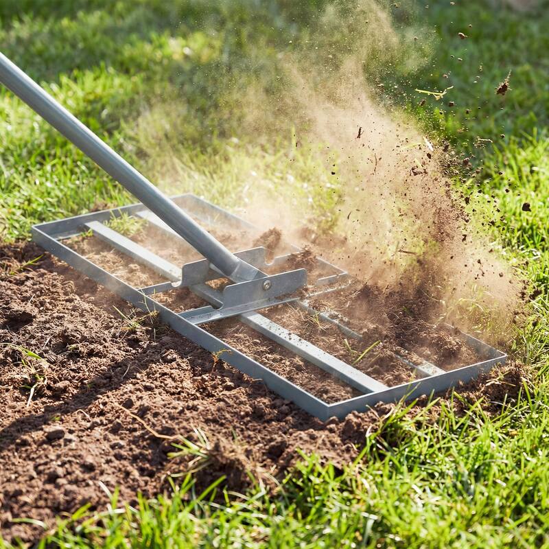 Gymax Lawn Leveling Rake 30'' x 10'' Heavy Duty Lawn Level Tool for