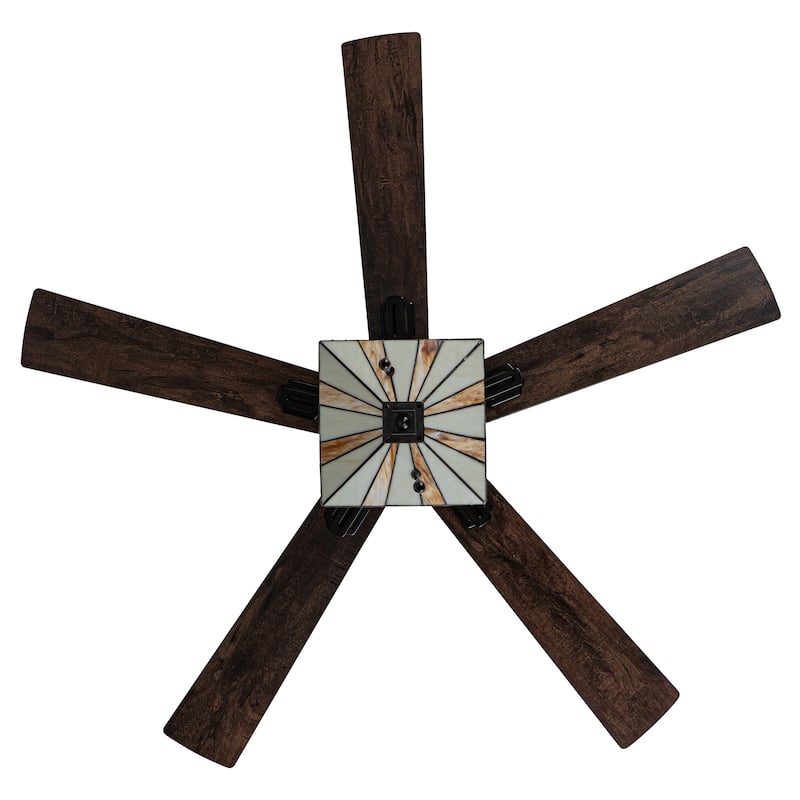Reid River of Goods 5-blade 52-inch Indoor Tiffany-style Ceiling Fan with Shade and Remote Control