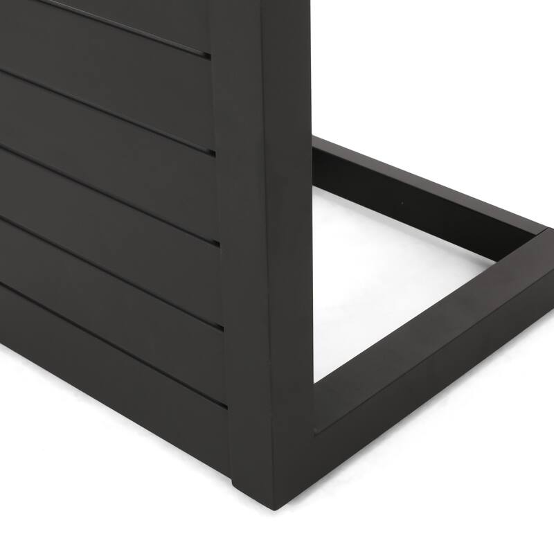 Roomfitters Modern Outdoor Side Table with Slatted Aluminium Frame, Weather-Resistant Accent Table for Patio
