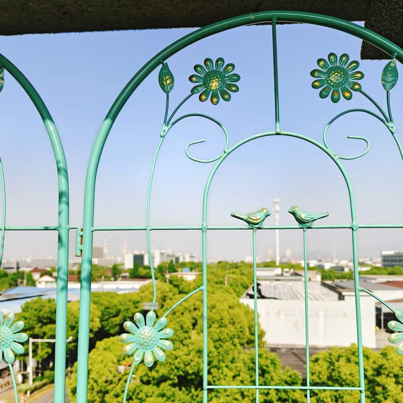 4 Pack Metal Garden Trellis 86.7" x 19.7" Rustproof Trellis for Climbing Plants Outdoor Flower Support Green