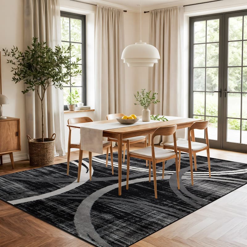 World Rug Gallery Contemporary Abstract Circles Design Area Rug