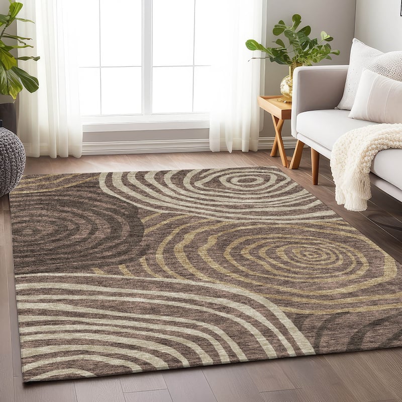 Premium Washable Super Soft Modern Mesmerize Mayfield Rug - Fudge - 9' x 12' - Rectangle