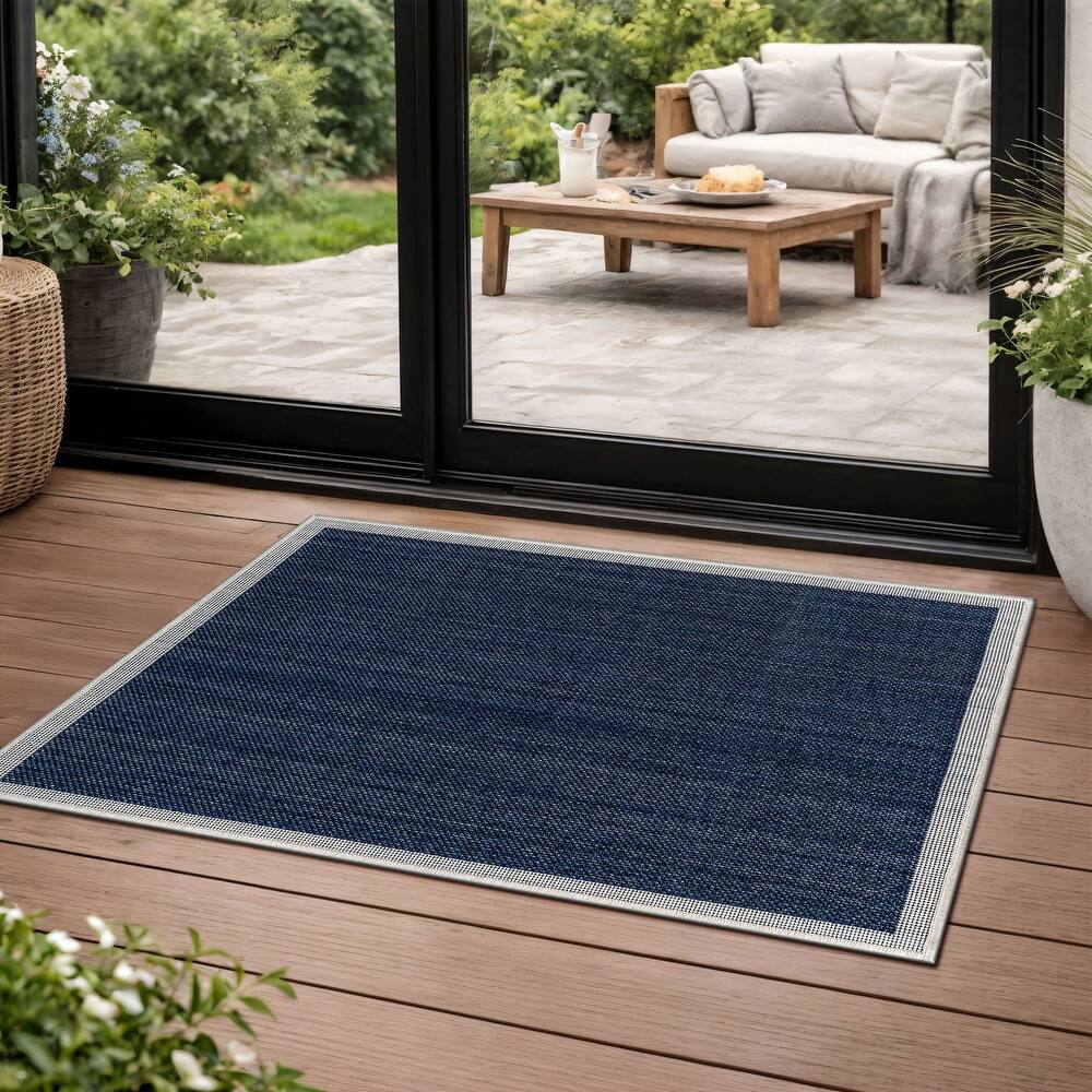 World Rug Gallery Border Indoor/Outdoor Flat Woven Area Rug