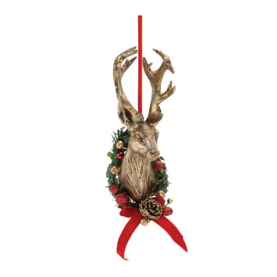 Deer Head Mount Ornament (Set of 6) - N/A