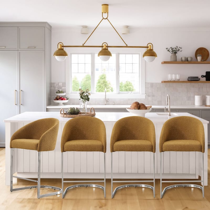 26" Fabric Upholstered Counter Height Bar Stools with Arms - 37" H x 22.4" W x 22" D