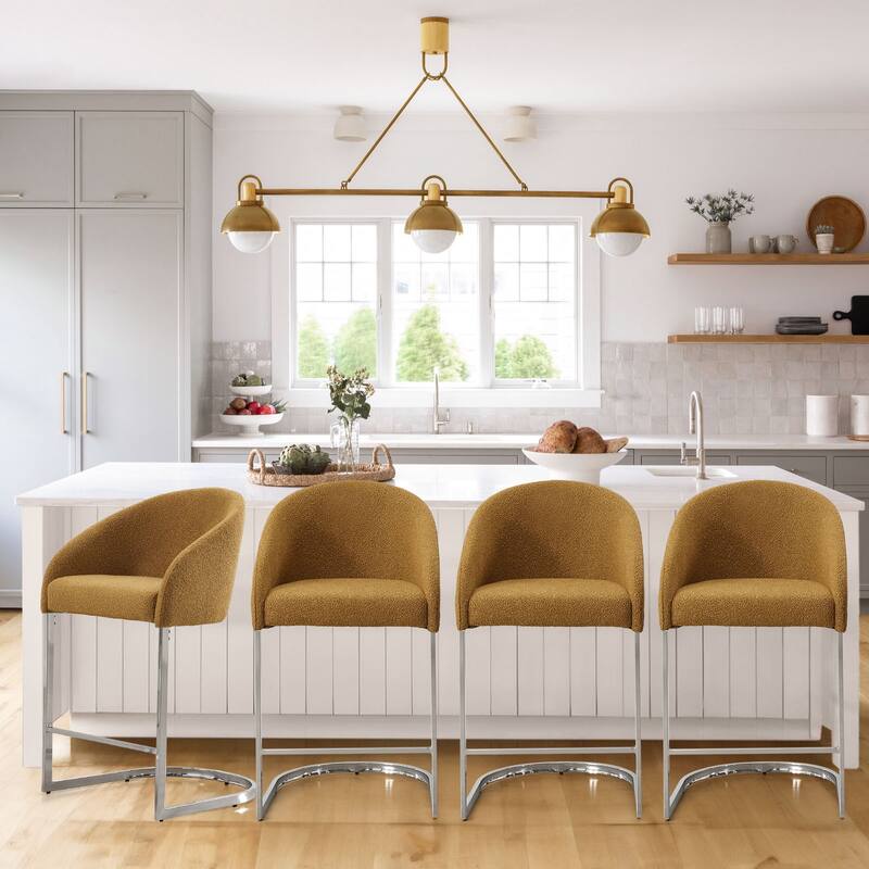 26" Fabric Upholstered Counter Height Bar Stools with Arms - 37" H x 22.4" W x 22" D