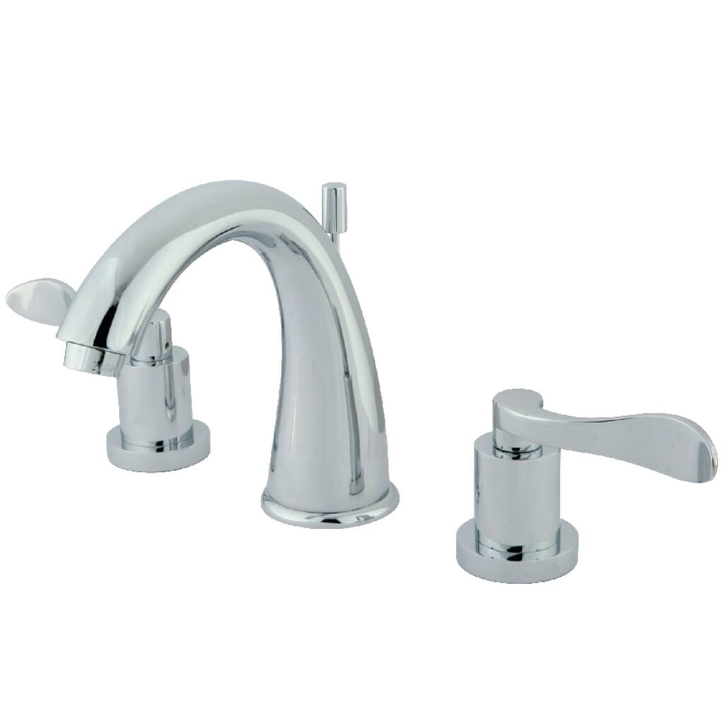 Kingston Brass NuWave Deck Mount Widespread Bathroom Faucet with Brass Pop-Up
