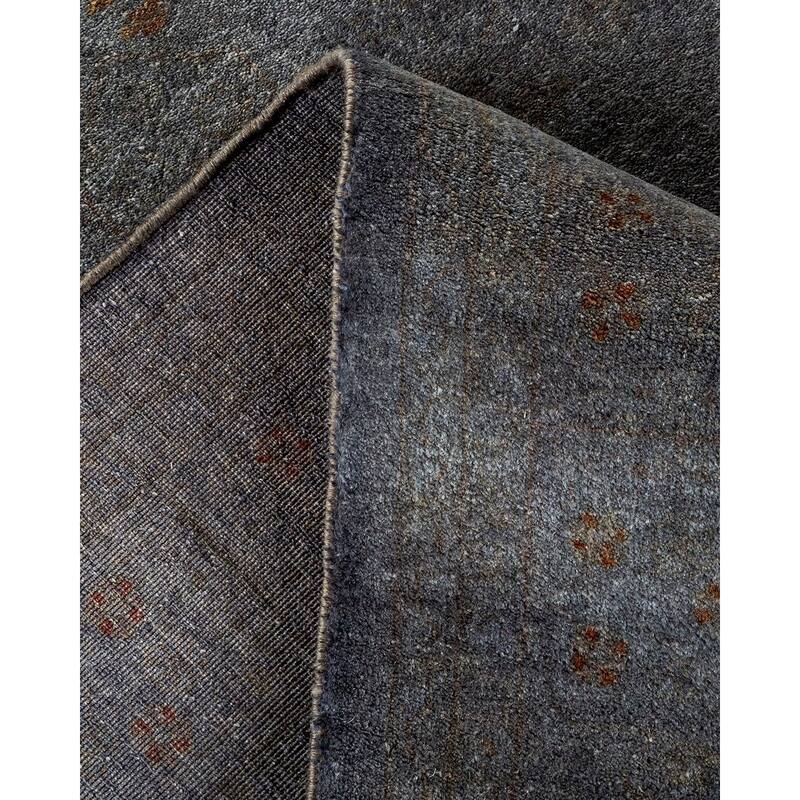 Overton Hand Knotted Wool Vintage Inspired Modern Contemporary Overdyed Gray Area Rug - 4' 2" x 6' 2"