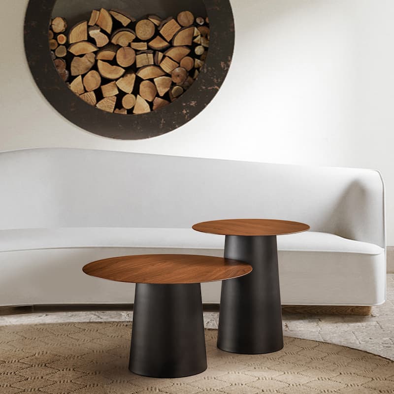 DancyHome Outdoor Mid Century Modern Metal Single Round Coffee Table
