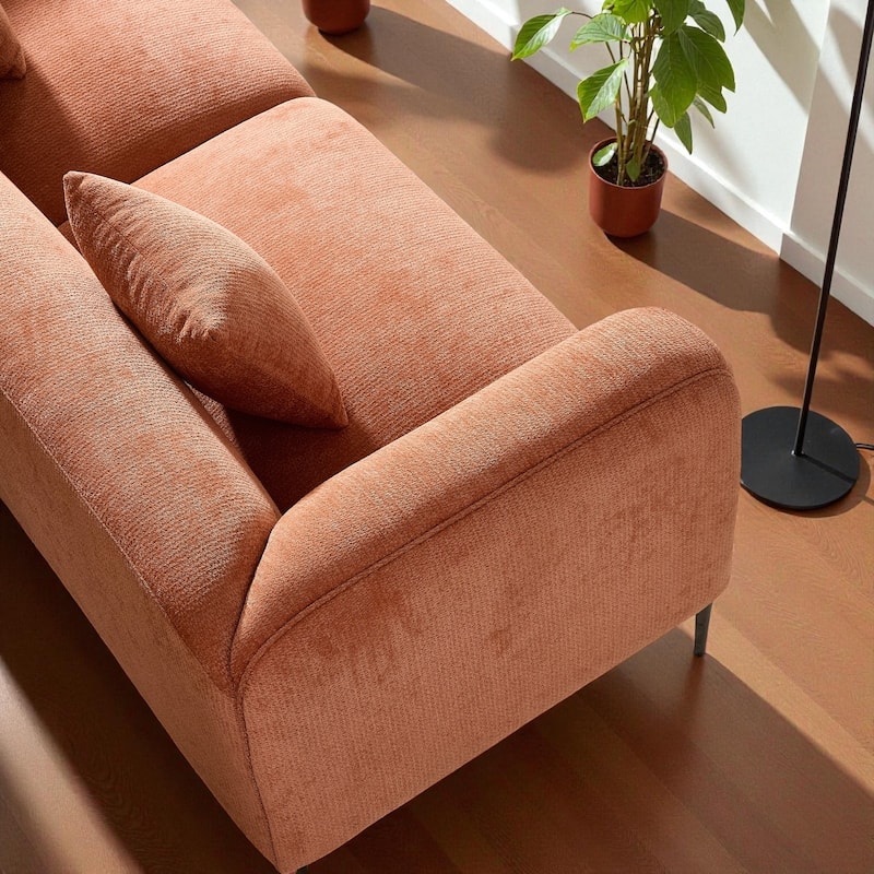 82.6" Modern Curved Boucle Sofa, Thick Cushions & Solid Wood Frame, Cozy Living Room Couch for Reading & Movie Nights