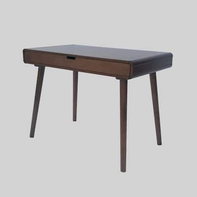 40" Writing Desk with Large Storage Drawer, Rubberwood Legs, Mid-Century Style Office Desk