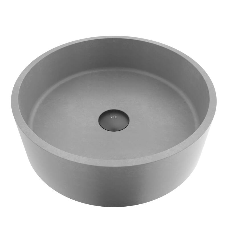 VIGO Palermo 15"L x 15"W x 5"H Concreto Stone Round Bathroom Vessel Sink