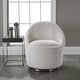 preview thumbnail 1 of 0, Uttermost Crue 28"W Modern Luxury White Fluted Chenille Swivel Chair Ivory / Brushed Black Nickel