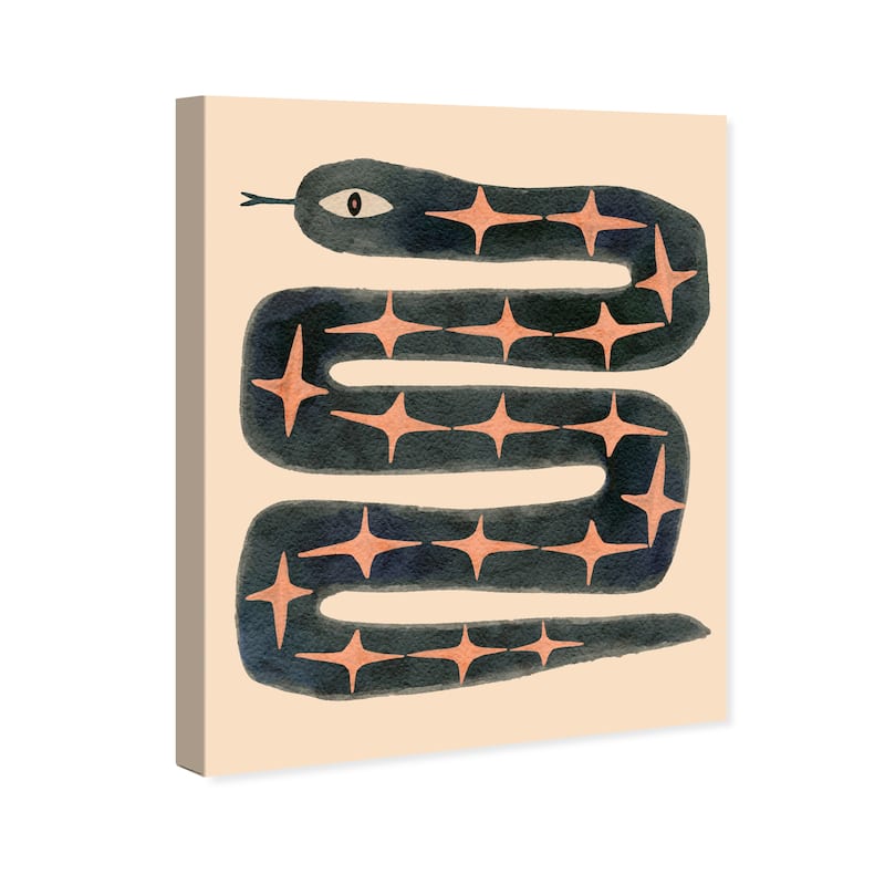 Wynwood Studio Canvas Animals Serpentine Stars Orange and Pastel Orange Bohemian & Eclectic Wall Art Canvas Print