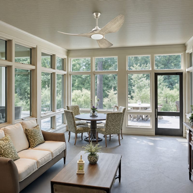 CO-Z 52" Outdoor Wet-Rated Waterproof LED Ceiling Fan with Dimmable Light and Remote Control