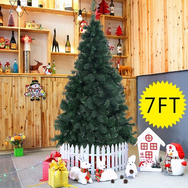 Costway 7Ft Artificial PVC Chrismas Tree W/Stand Holiday Season Indoor Outdoor Green